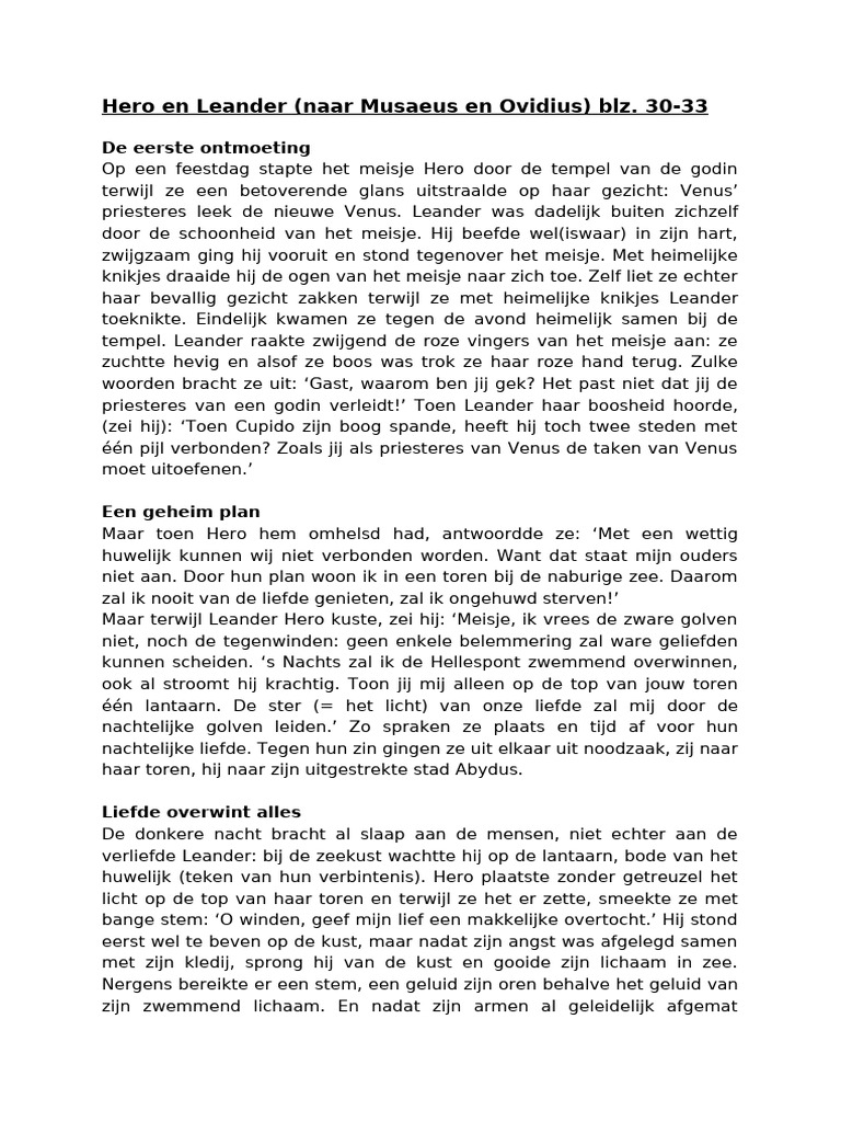 Vertaling Hero Et Leander | PDF