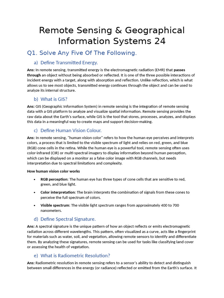 Remote Sensing & Geographical Information Systems 24 | PDF | Remote ...