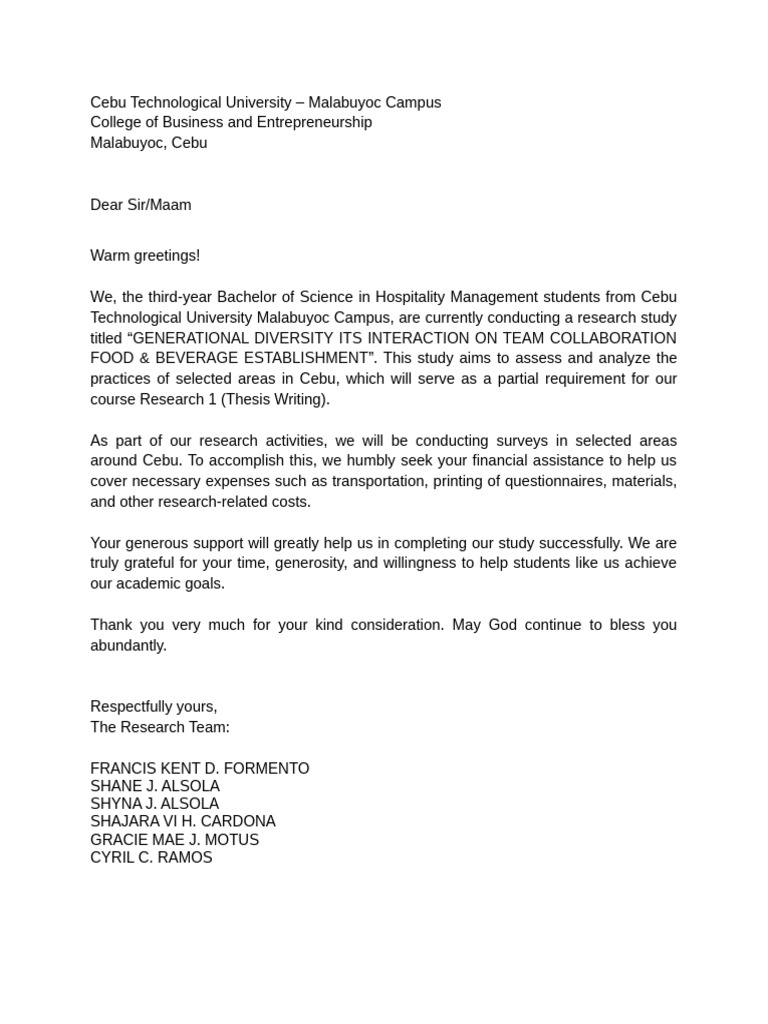 Solicitation Letter Formento | PDF