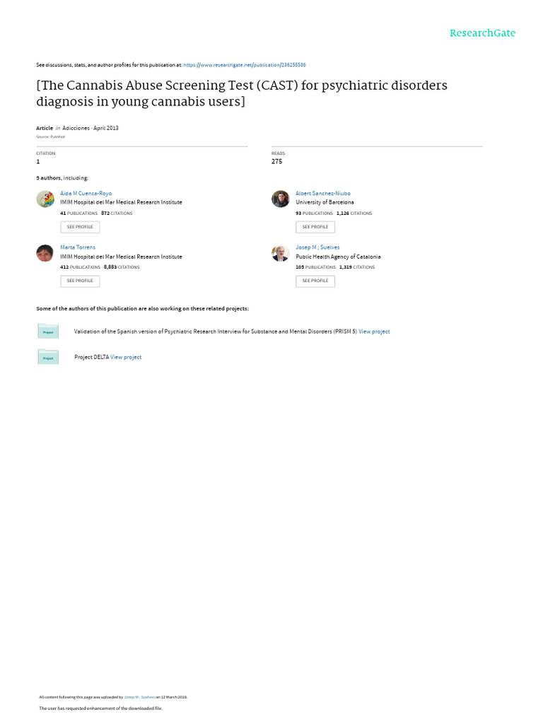Cannabis Abuse Screening Test CAST | PDF | Manual Diagnóstico y ...