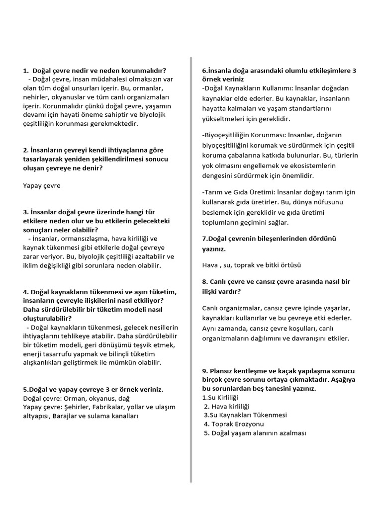 Cevre Ve Iklim Calisma Sorulari | PDF