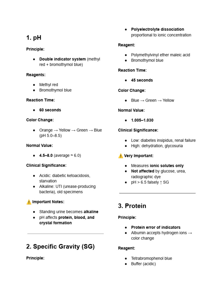 Chemical Exam of Urine SIMPLE | PDF | Ph | Acid