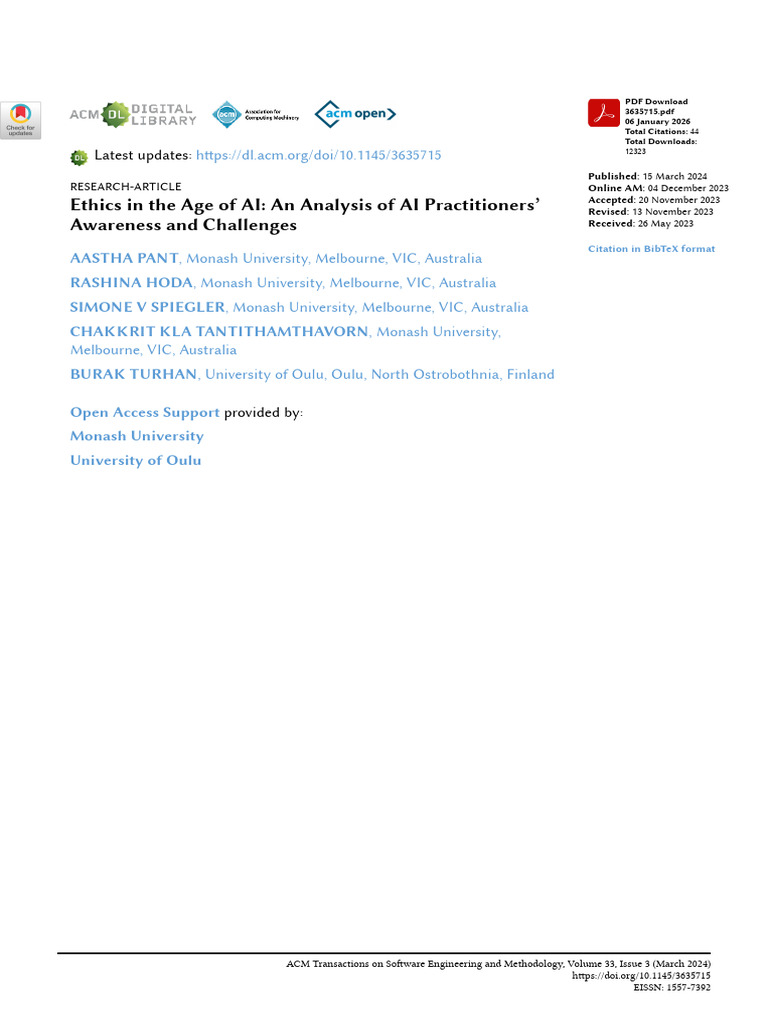 Ethics in The Age of AI An Analysis of AI Practitioners' Awareness and ...