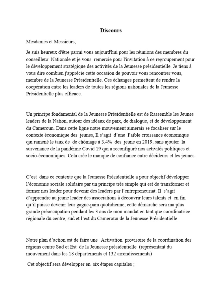 Discours | PDF | Économie