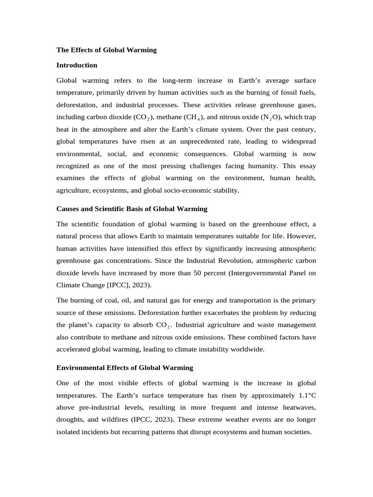 The Effects of Global Warming | PDF | Climate Change | Greenhouse Gas