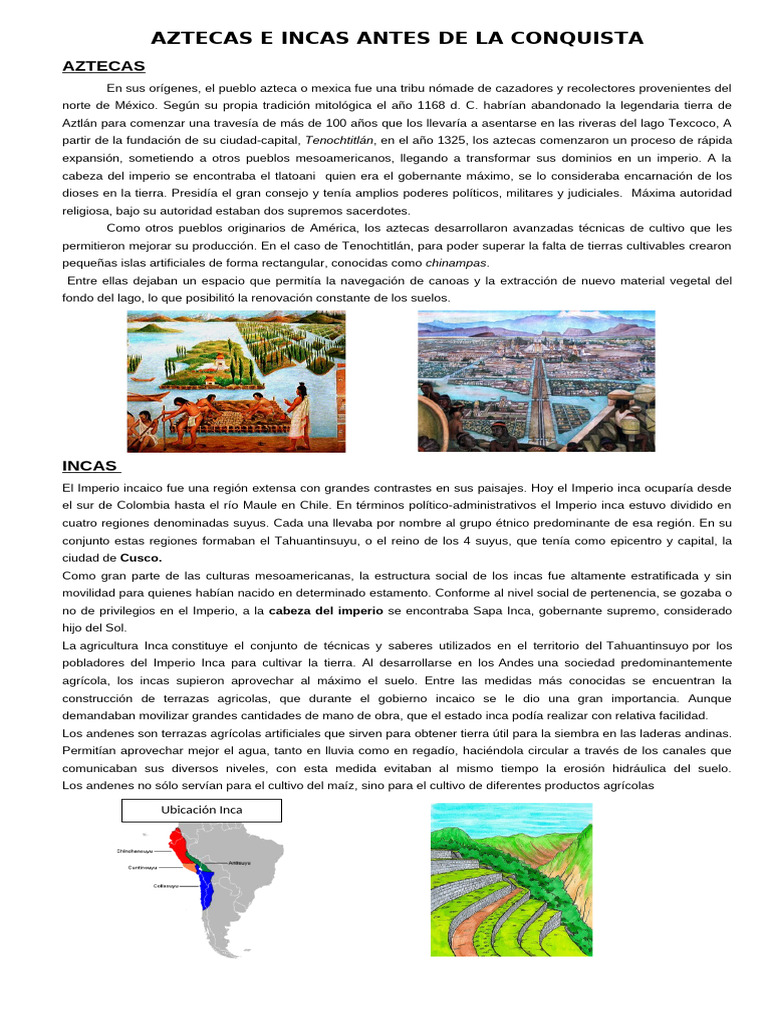 Aztecas e Incas Antes de La Conquista (1) | PDF | Imperio Inca ...