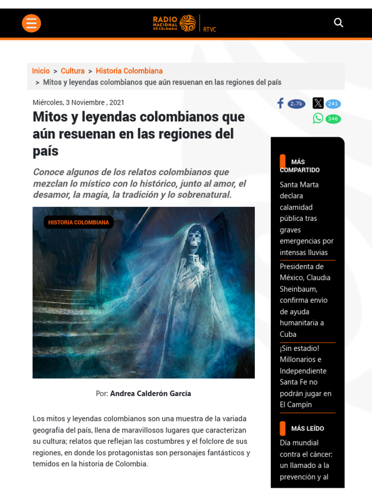 123mitos y Leyendas de Colombia - Nueve Relatos en Las Regiones | PDF ...