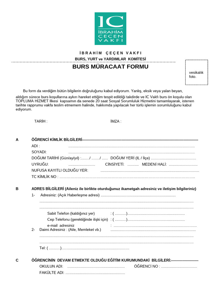 1-Burs Müracaat Formu | PDF