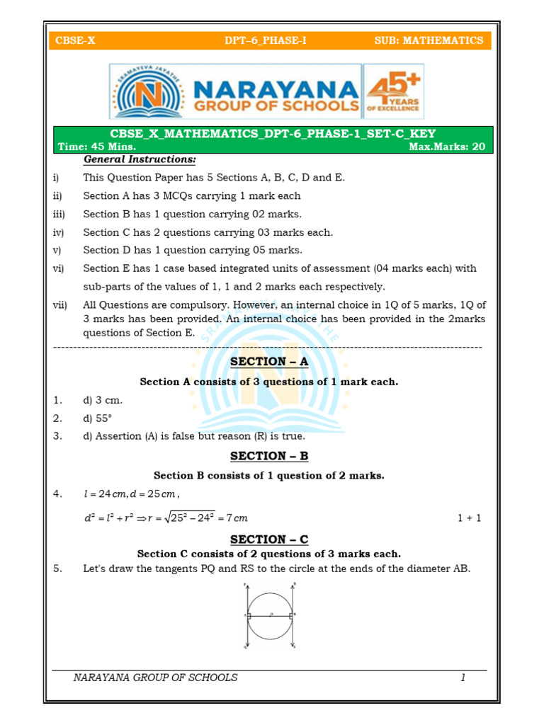 02 Cbse X Mathematics DPT-6 Phase-1 Set-C 28-09-20 241008 122151 | PDF ...