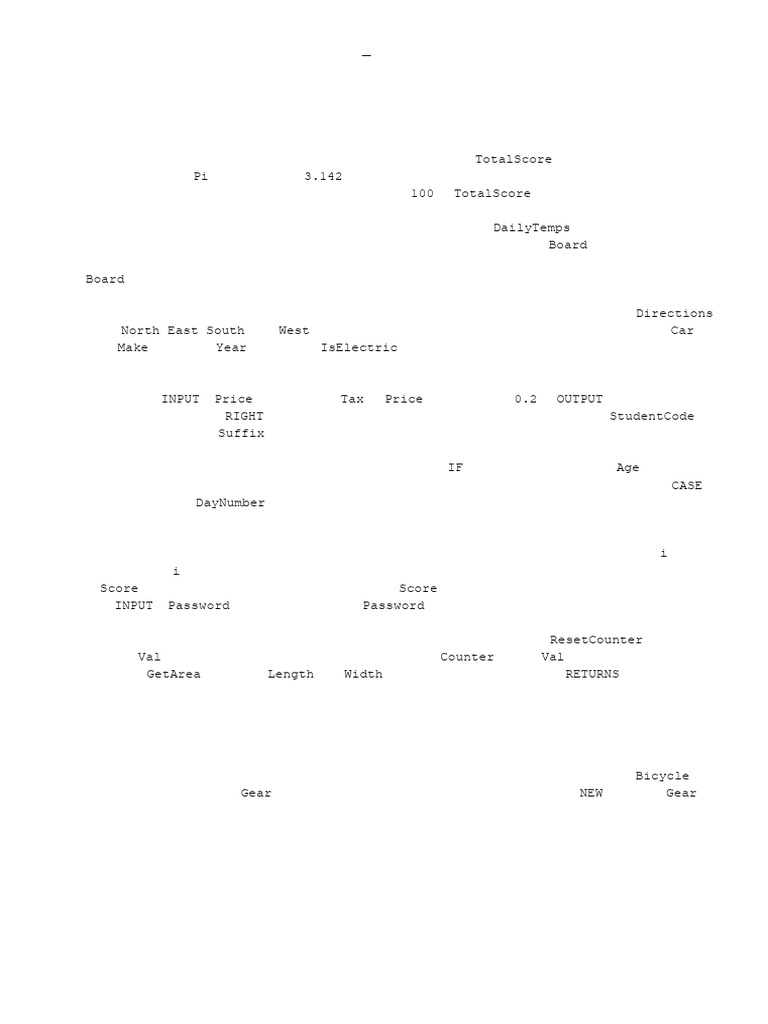 Pseudocode 1 Questions | PDF | Data Type | Parameter (Computer Programming)