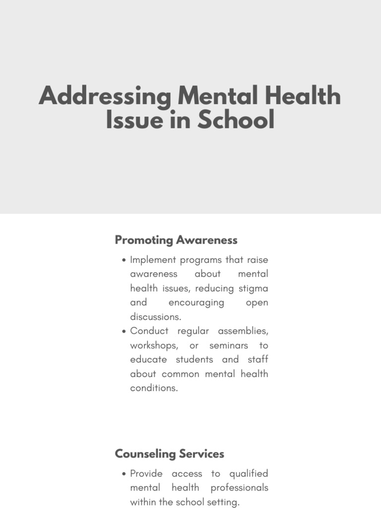Addressing Mental Health Issue in Schools | PDF