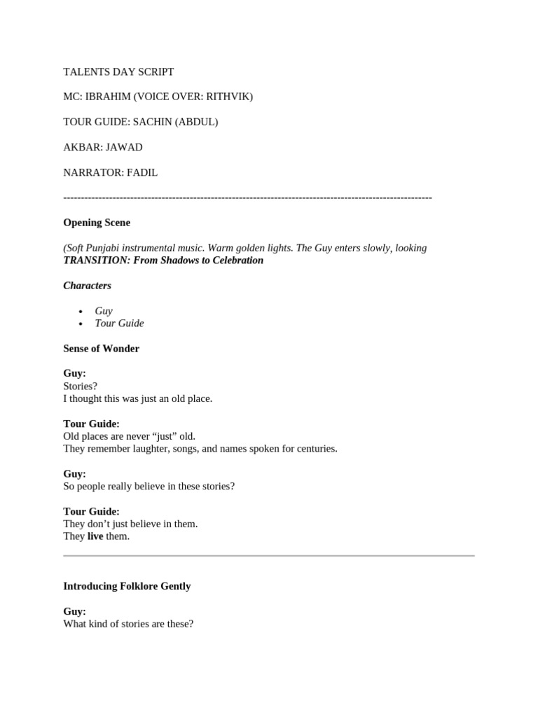 Talents Day Script | PDF