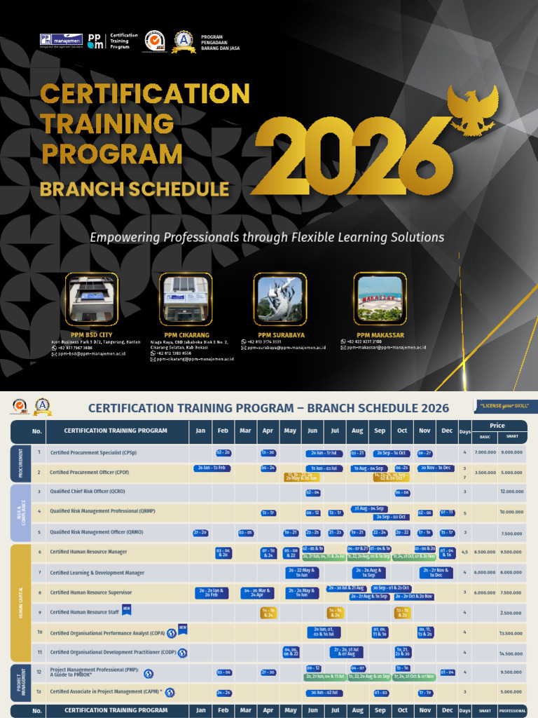 Certification Training Program Branch Schedule 2026 | PDF