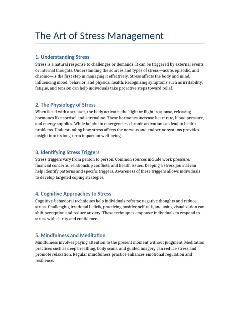 The Art of Stress Management | PDF | Stress (Biology) | Stress Management