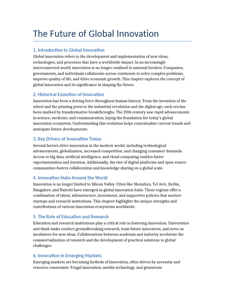 The Future of Global Innovation | PDF | Innovation | Sustainability
