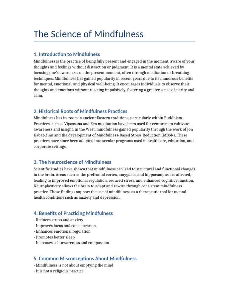 The Science of Mindfulness | PDF | Mindfulness | Meditation