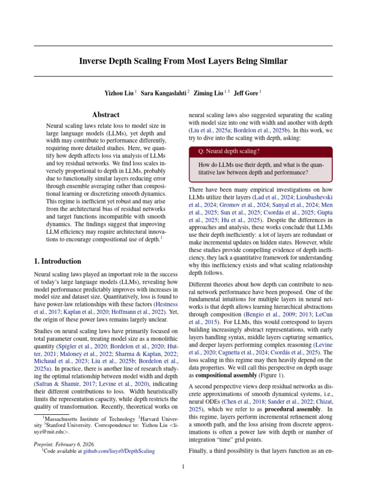 Inverse Depth Scaling From Most Layers Being Similar | PDF | Power Law ...