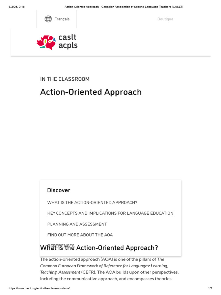 Action-Oriented Approach - Canadian Association of Second Language ...