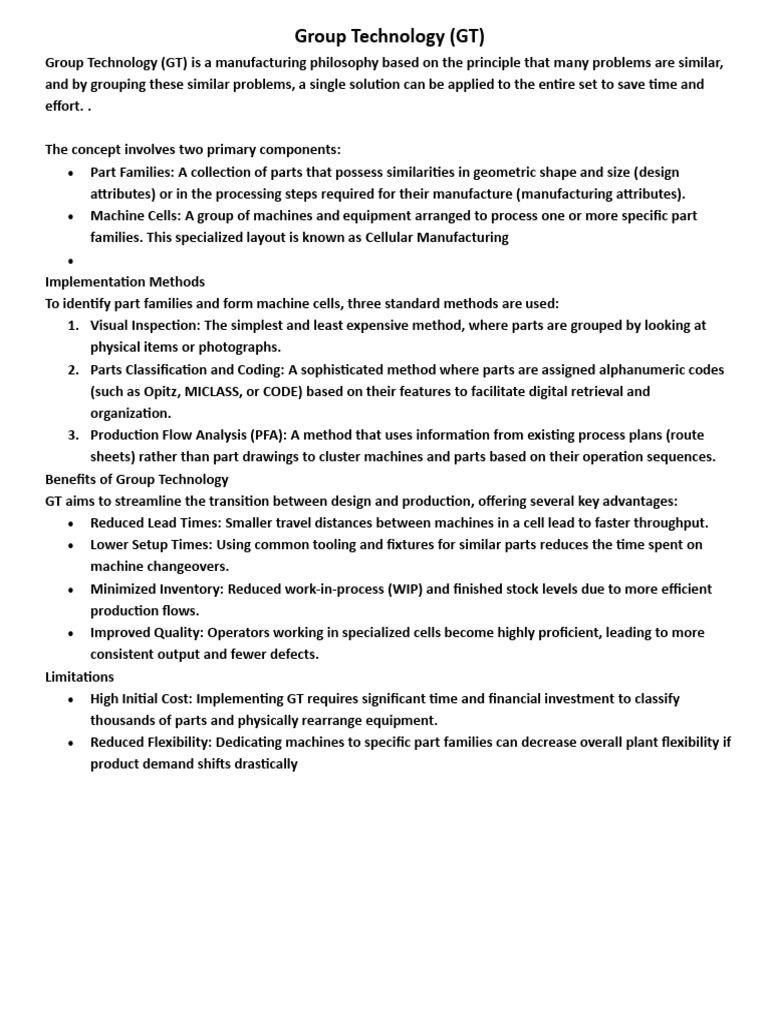 Group Technology (GT) | PDF | Automation | System