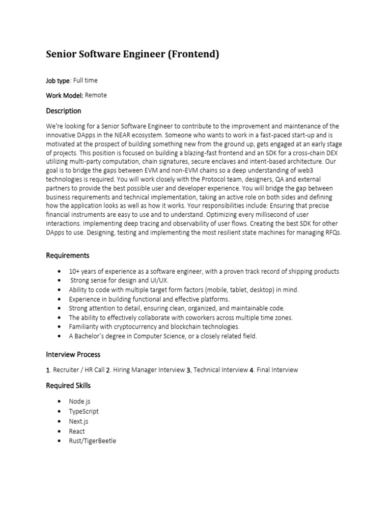 Senior Software Engineer-Frontend | PDF | Software | Computing