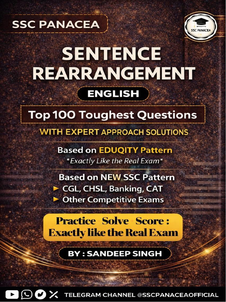 Best 100 Sentence Rearrangement Questions With Solution by SSC Panacea ...