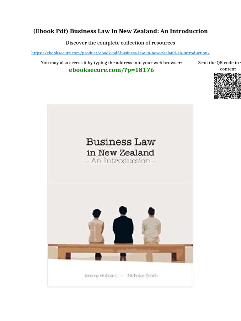(eBook PDF) Business Law in New Zealand: An Introduction digital ...