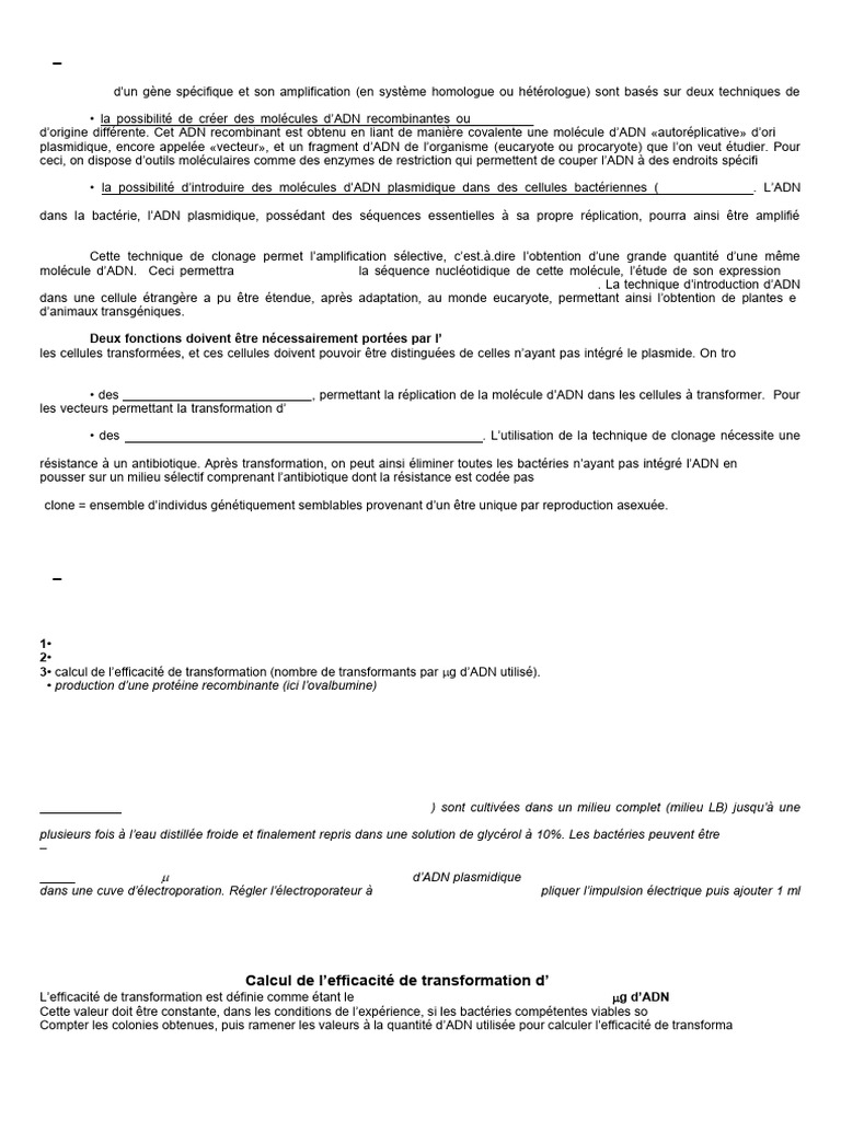 Techniques Biologiques TP3 | PDF | Plasmide | ADN