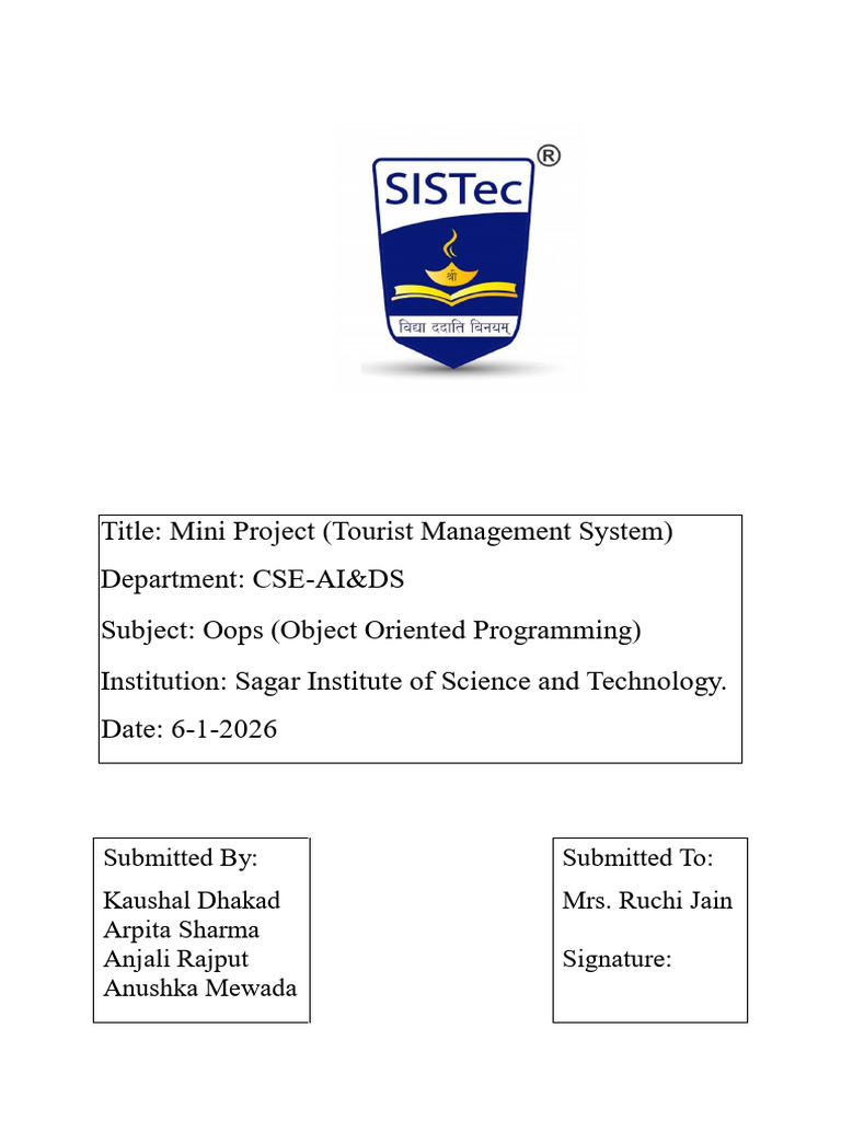 Tourist Management System | PDF | Object Oriented Programming | Method ...