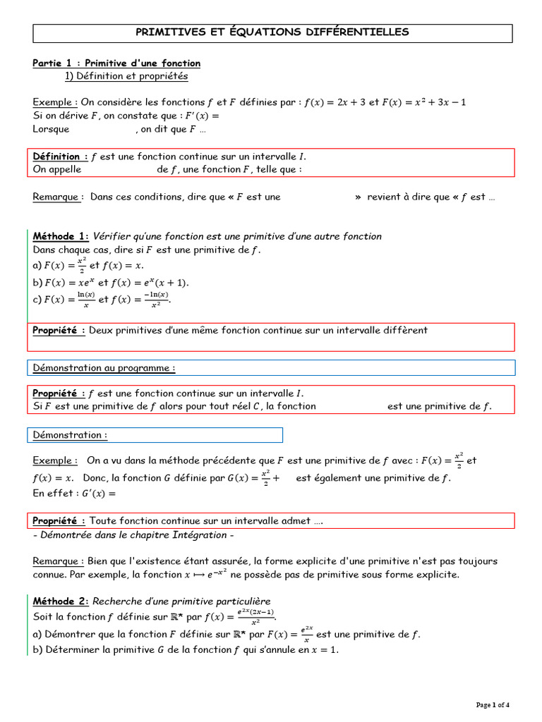 Primitive Et Equa Diff | PDF | Équation différentielle ordinaire ...