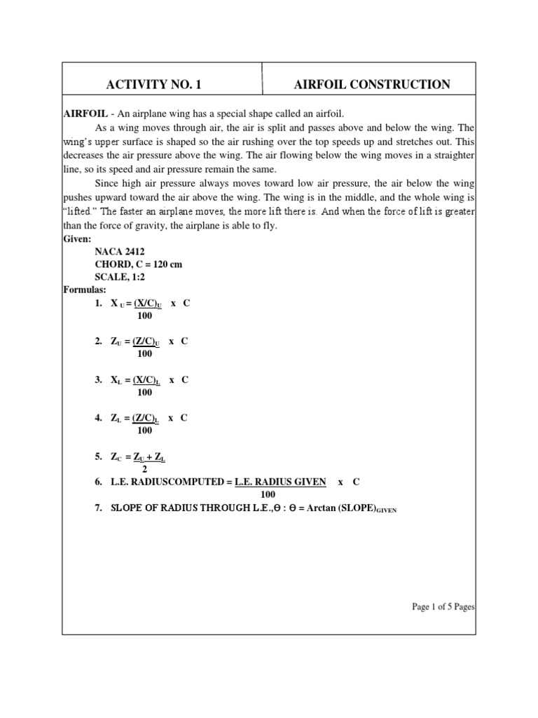 Airfoil Construction: NACA 2412 Design | PDF | Wing | Airfoil