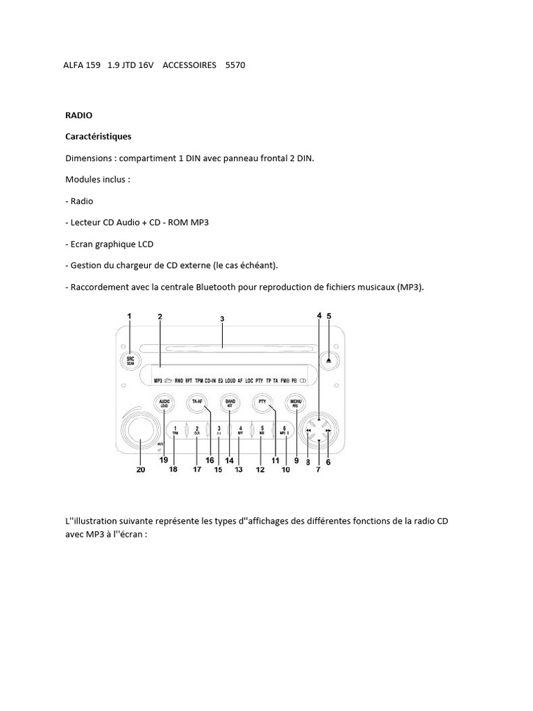 Manuel Autoradio Alfa 159 | PDF | Bluetooth | USB