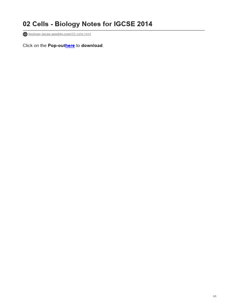 02 Cells - Biology Notes For IGCSE 2014 | PDF