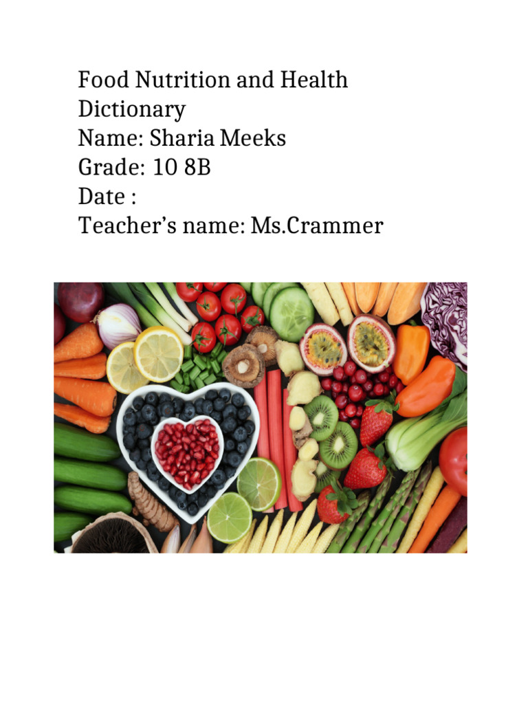 Food Nutrition and Health Dictionary Expanded | PDF | Nutrition | Diet ...