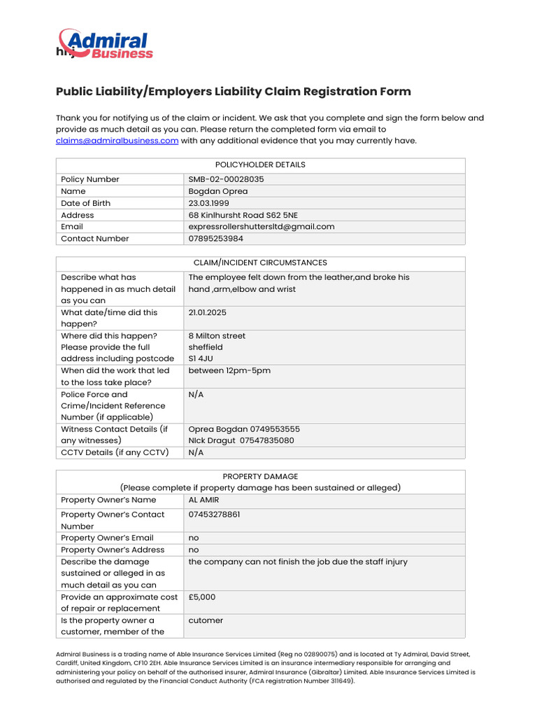 Claim Registration - PLEL 2 | PDF