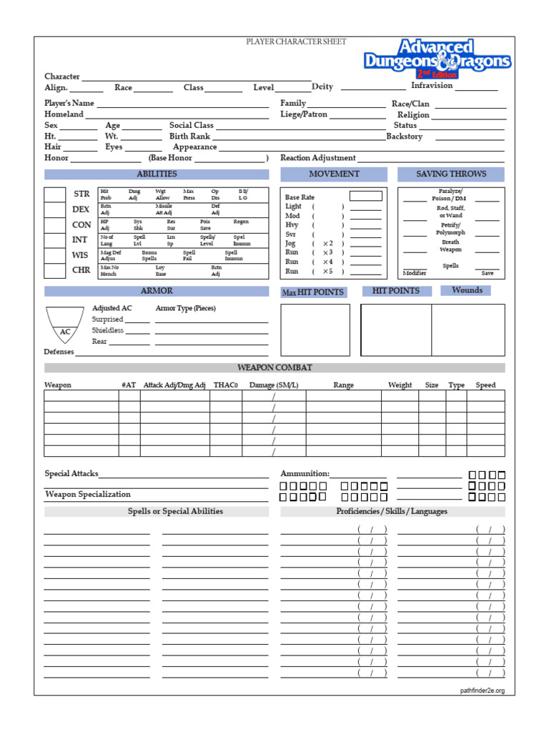 2e Character Sheet Fillable | PDF | Role Playing Games