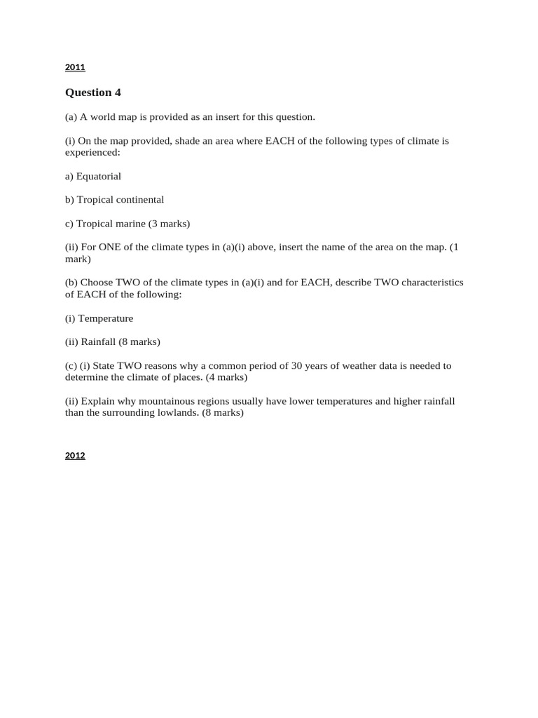 Question 2 Geography Csec | PDF | Volcano | Tropical Cyclones