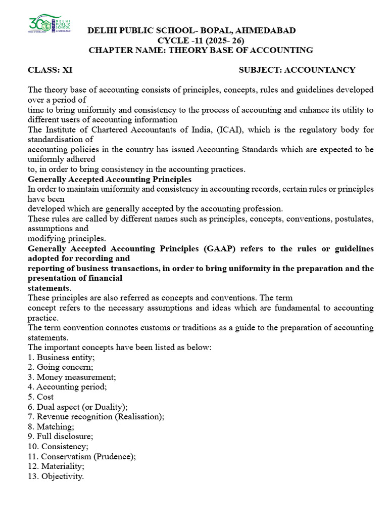 C-11 T-2 Notes On Theory Base of Accounting | PDF | Debits And Credits ...