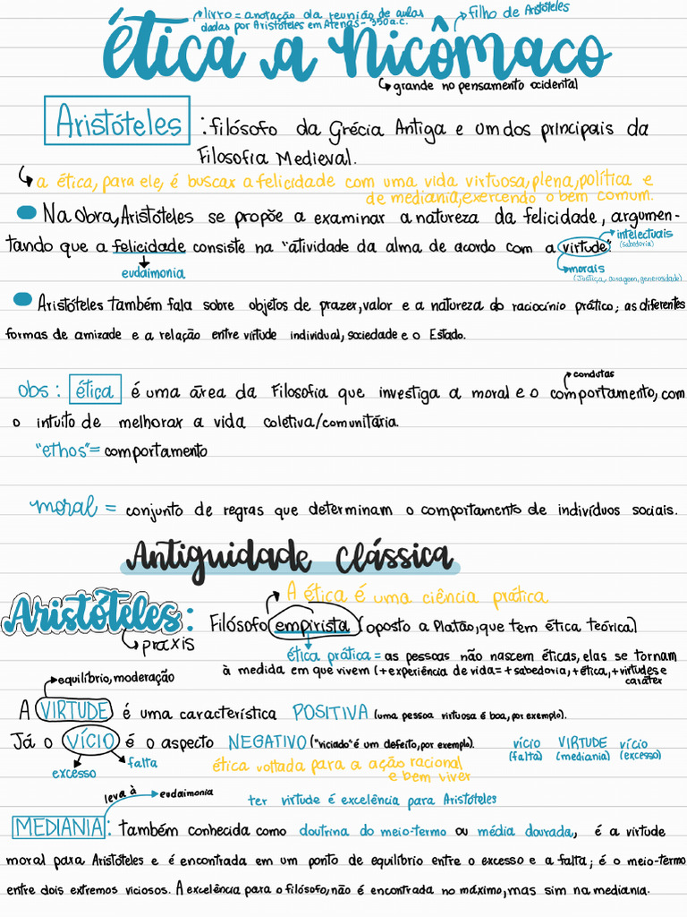 Ética a Nicômaco - Aristóteles Resumo | PDF