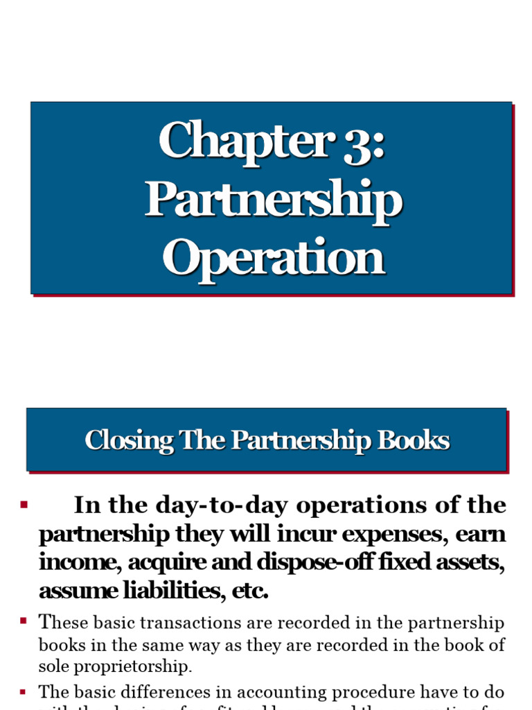 CHAPTER 3 Partnership Operation 20260208213750 | PDF | Partnership ...