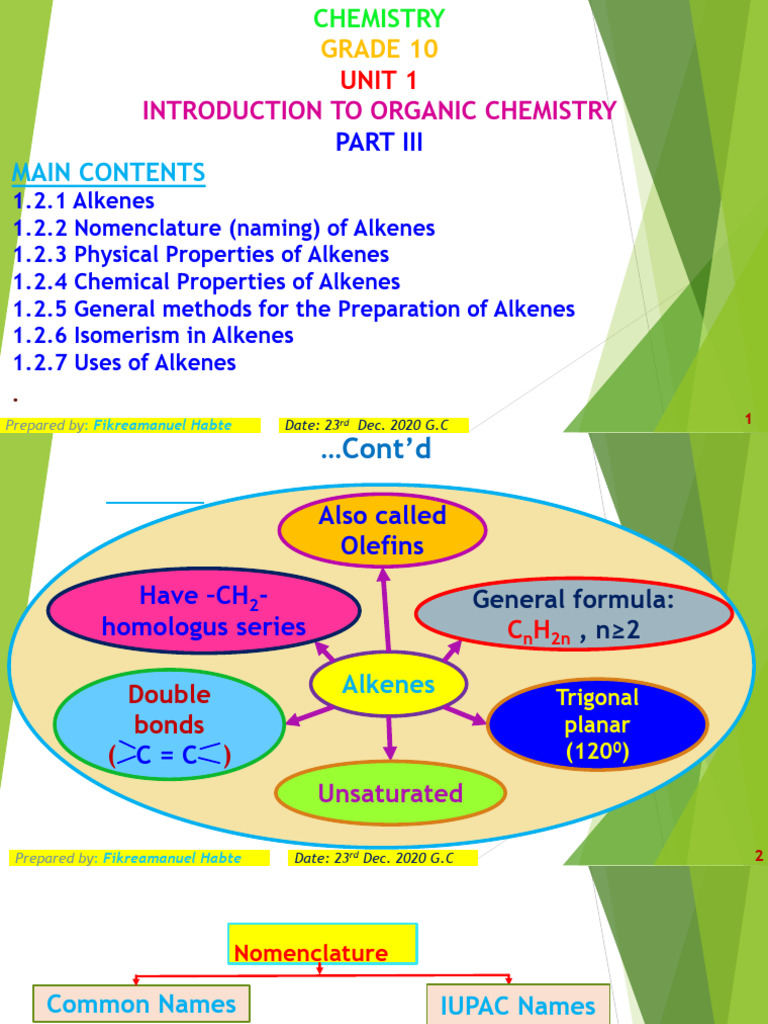 CHEM G-10 Unit 1 Part III | PDF | Alkene | Chemical Reactions