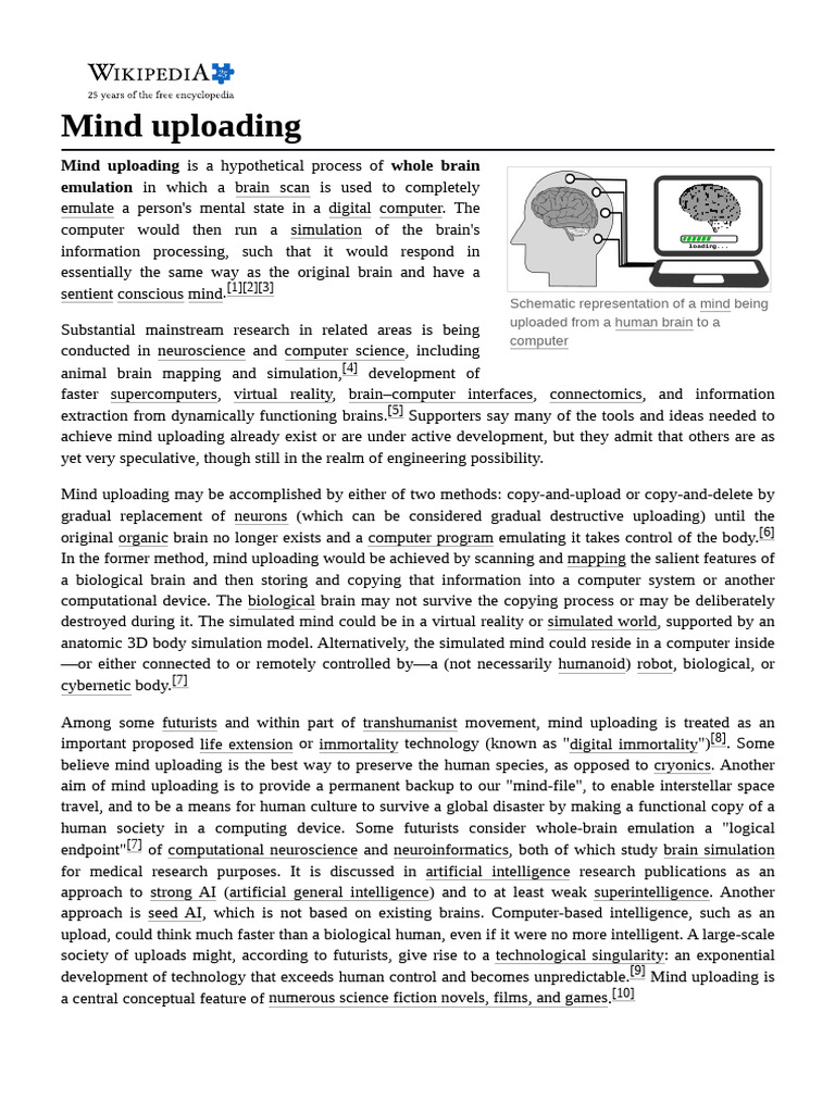 Mind Uploading | PDF | Cognitive Science | Neuroscience
