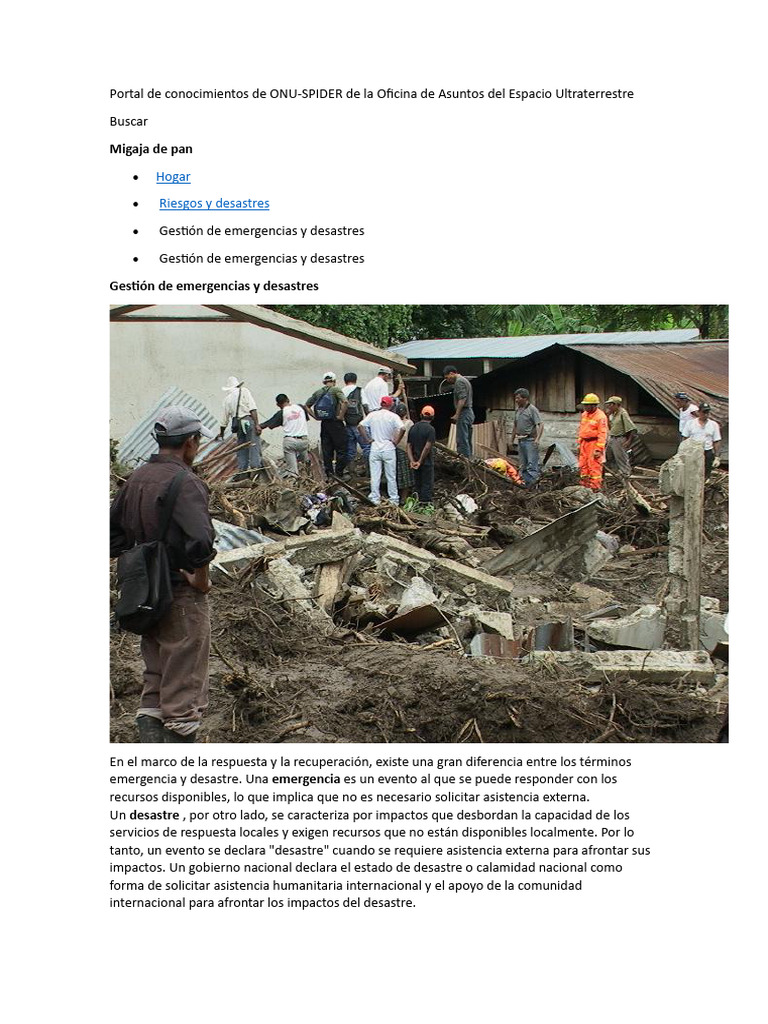 Gestion de Emergencias y Desastres | PDF | Sistema de información ...