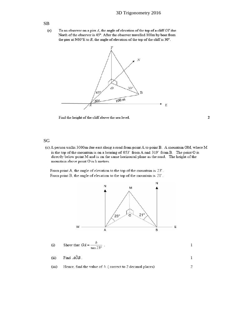 3D Trigonometry 2016 | PDF