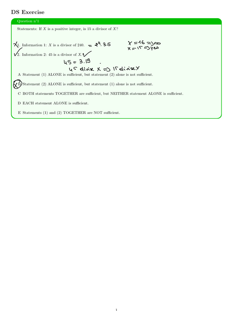 DS Exercise: Question N 1 | PDF | Algebra | Mathematics