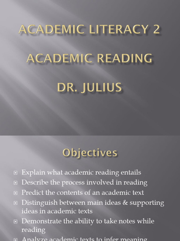 Academic Literacy 2 Academic Reading | PDF | Reading Comprehension ...