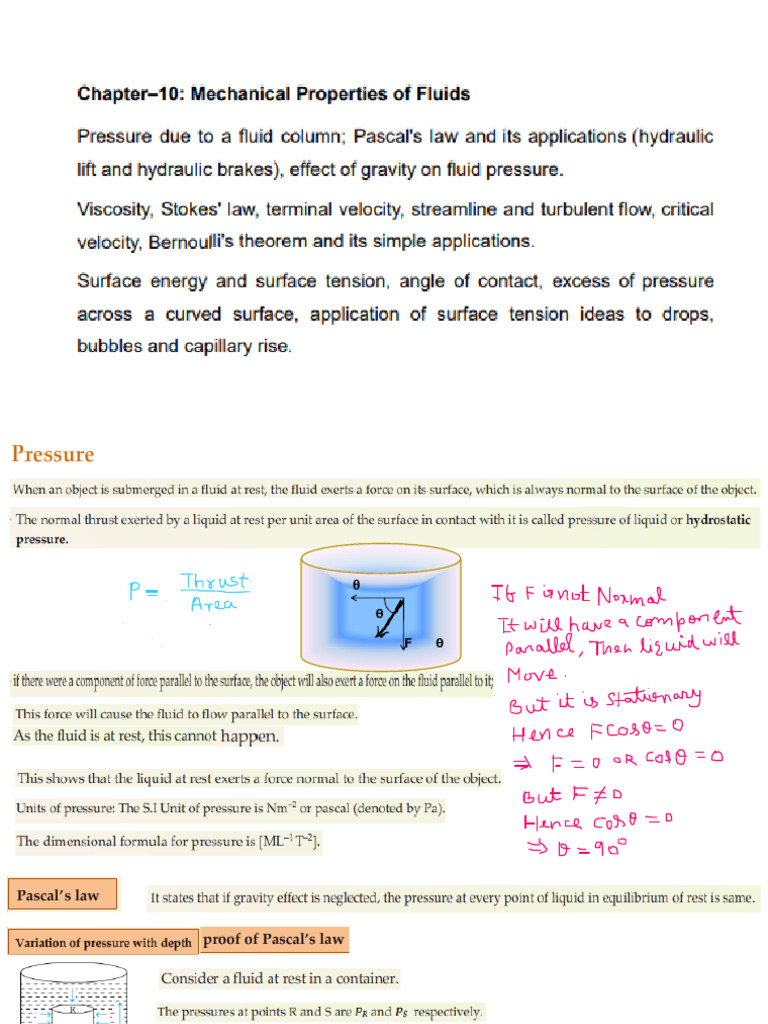 Ch-10 Properties of Fluids | PDF | Surface Tension | Viscosity