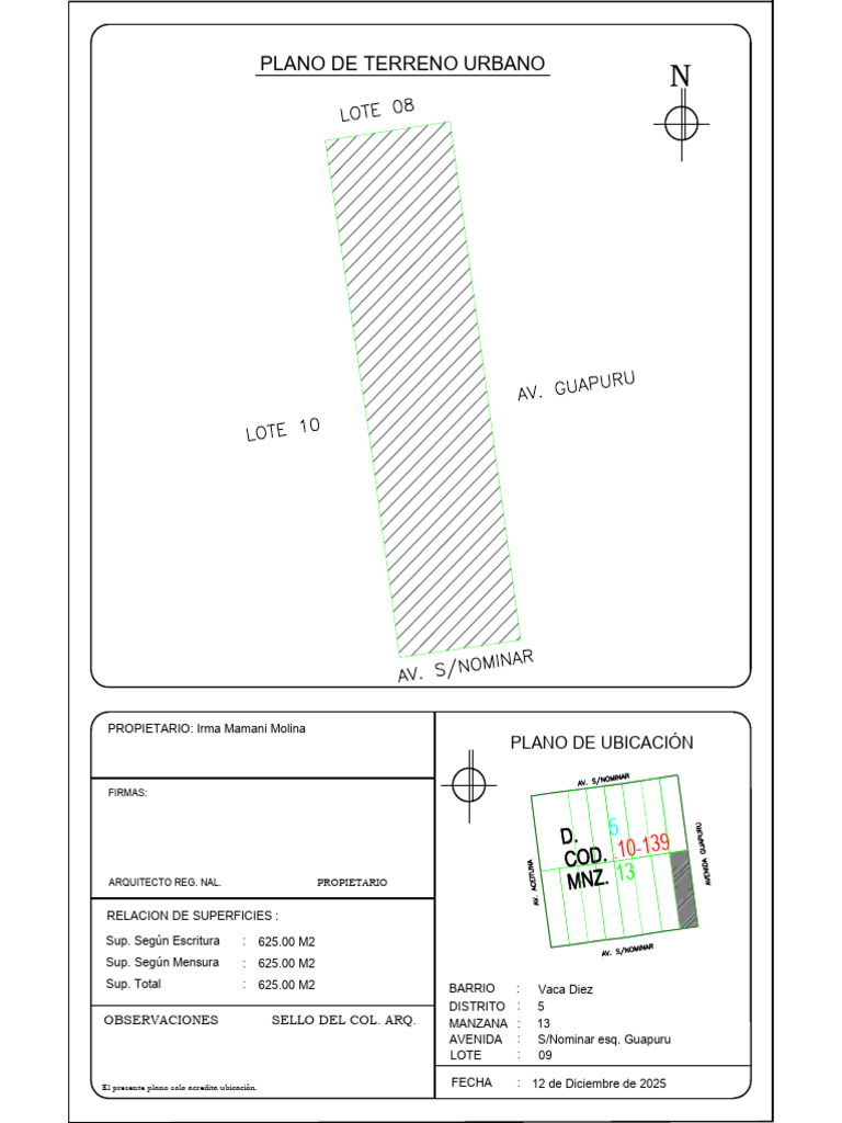 Plano de Lote Vaca Diez | PDF
