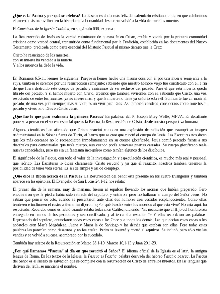 Qué Es La Pascua y Por Qué Se Celebra | PDF | La resurrección de Jesús ...