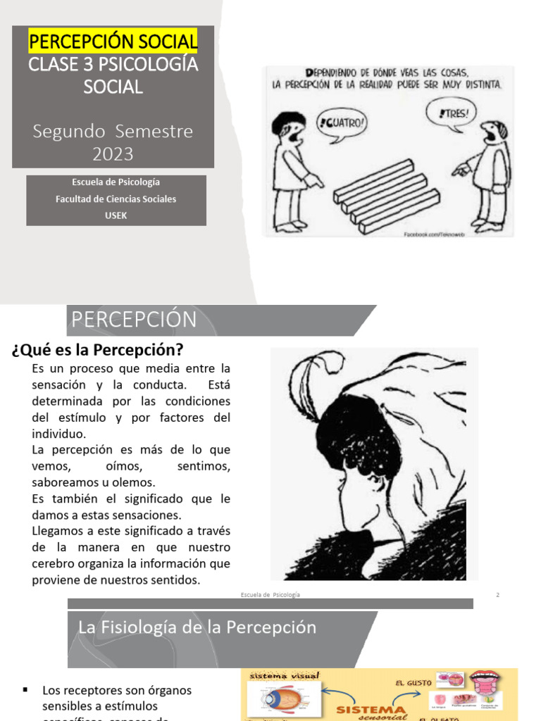 CLASE 3 PERCEPCIÓN SOCIAL | PDF | Percepción | Sentidos