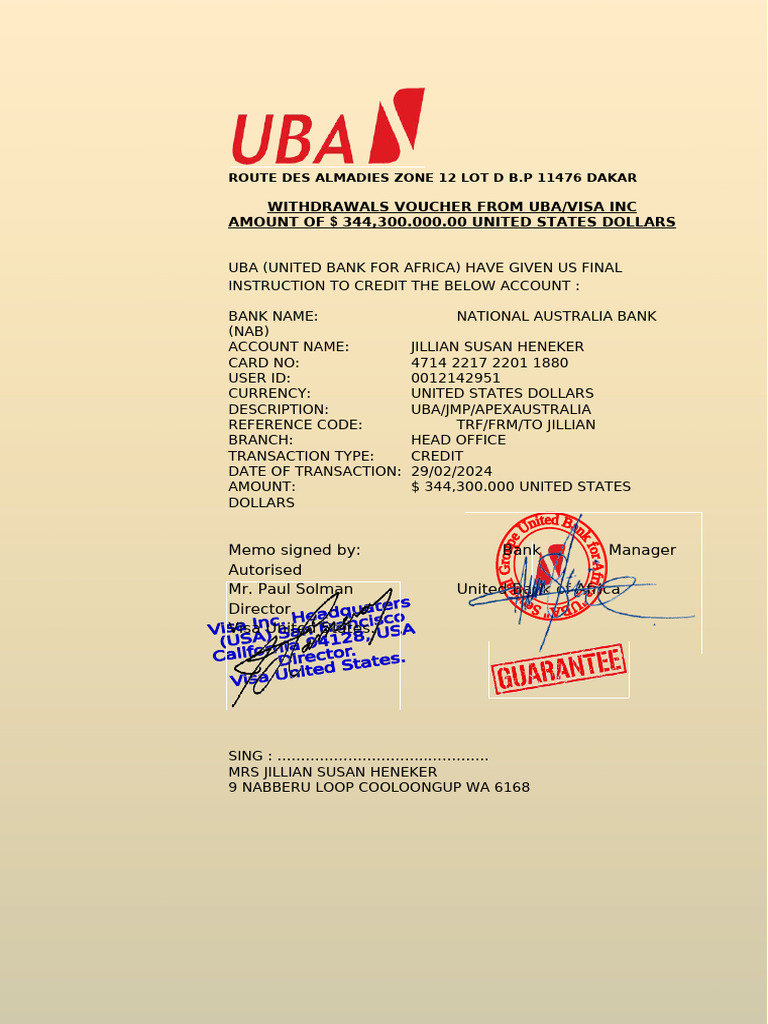 Withdrawals Voucher From Uba | PDF